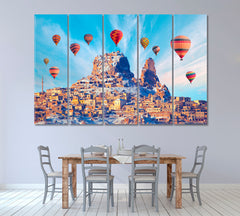 Hot Air Balloons over Cappadocia Turkey Canvas Print ArtLexy 5 Panels 36"x24" inches 