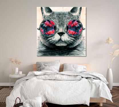 Fluffy Cat in Sunglasses Canvas Print ArtLexy   