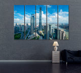 Shanghai World Financial Center & Jin Mao Tower Canvas Print ArtLexy 5 Panels 36"x24" inches 