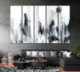 Abstract Black and White Brush Strokes Canvas Print ArtLexy 5 Panels 36"x24" inches 