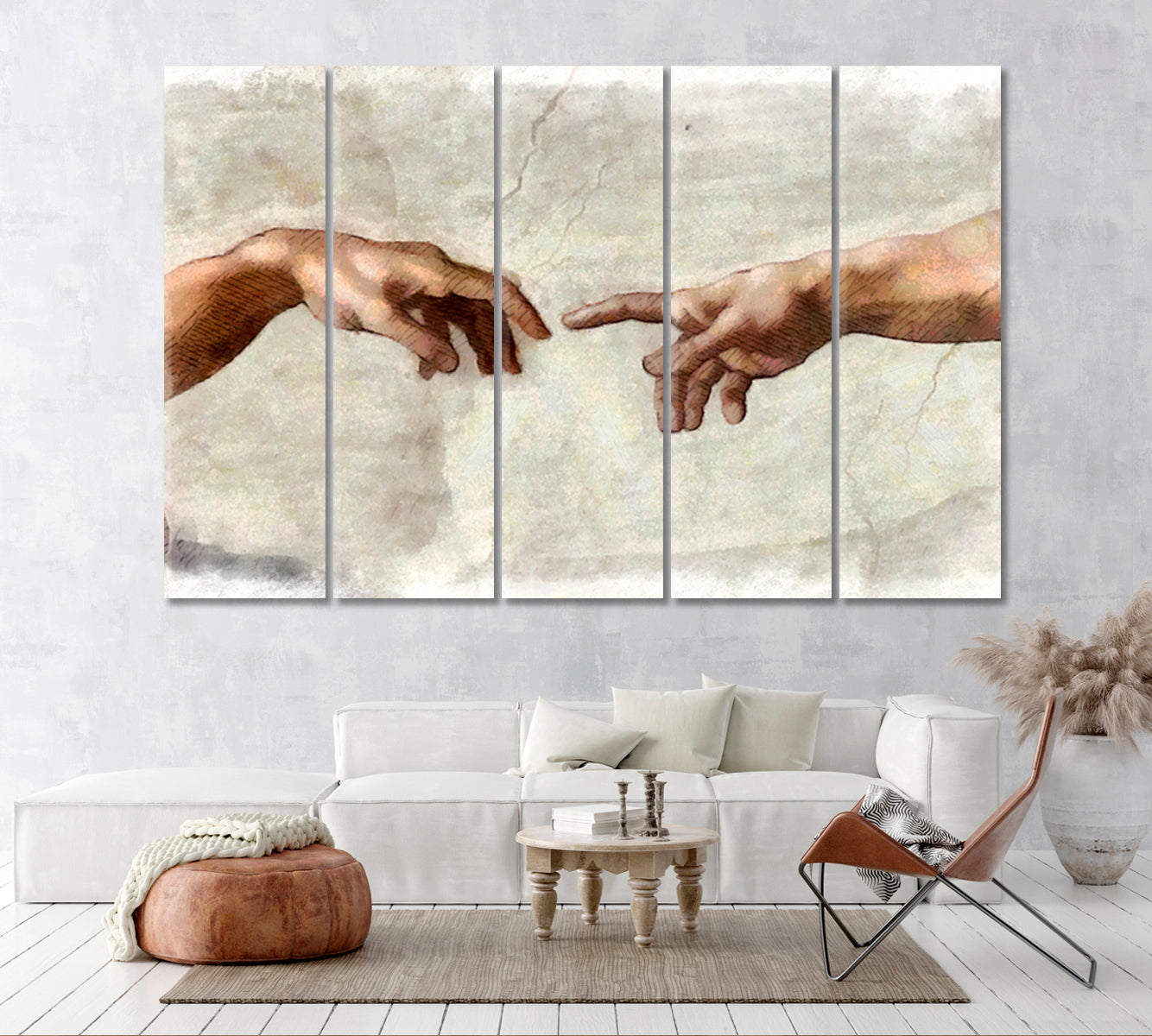 The Creation of Adam Canvas Print ArtLexy 5 Panels 36"x24" inches 