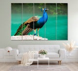 Peacock at Blue Lake in Abkhazia Canvas Print ArtLexy 5 Panels 36"x24" inches 