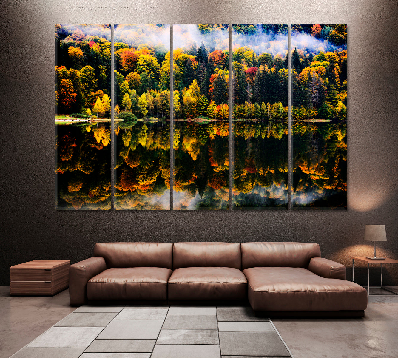Autumn Landscape in Romania Canvas Print ArtLexy 5 Panels 36"x24" inches 