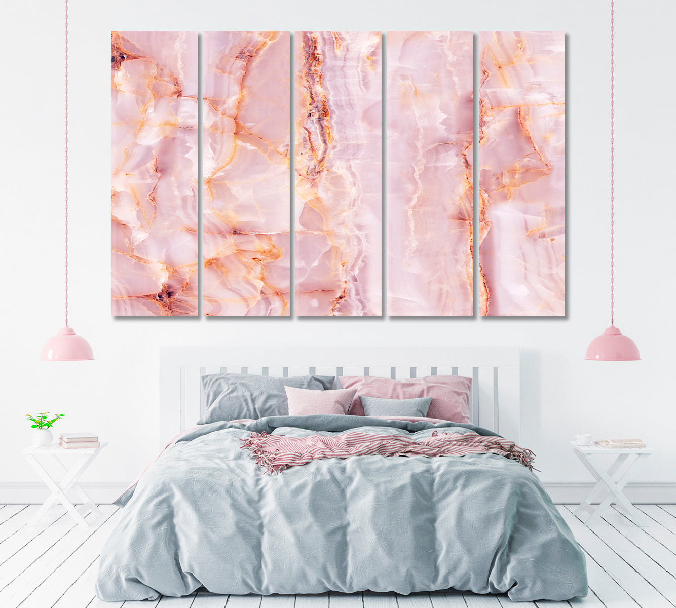 Natural Pink Marble Canvas Print ArtLexy 5 Panels 36"x24" inches 
