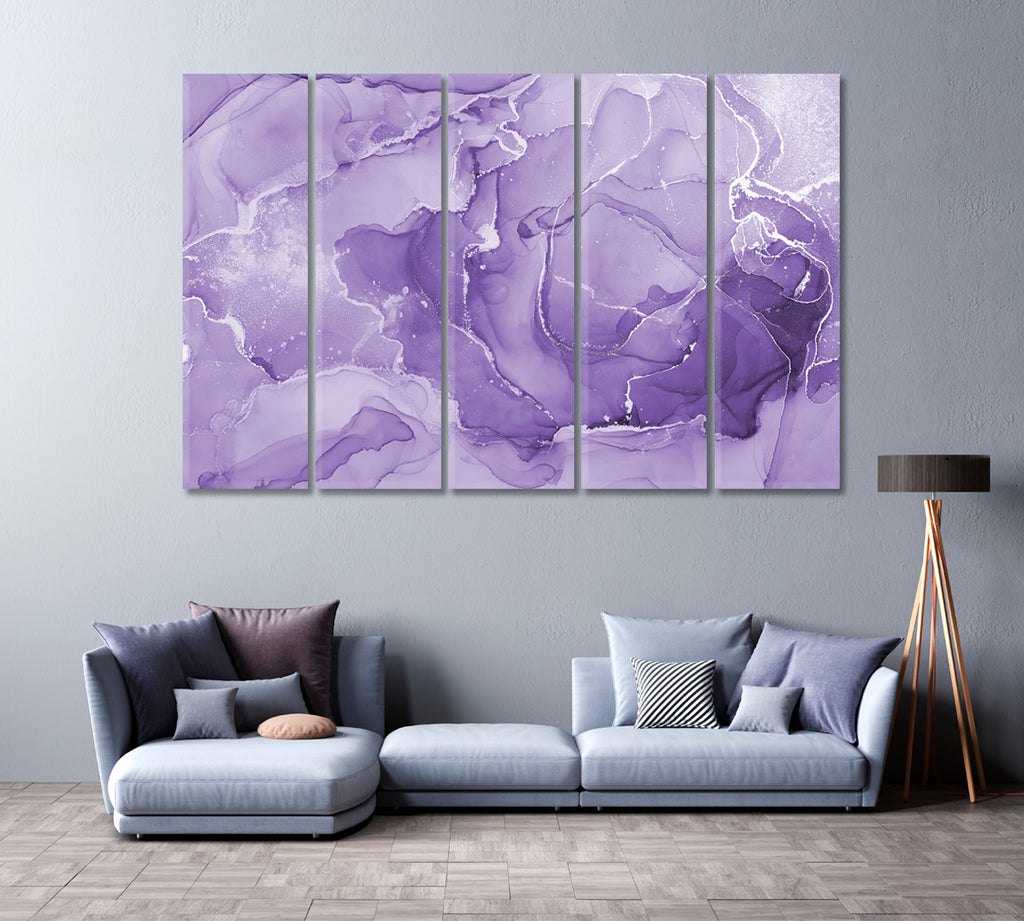 Marbled Purple Abstract Pattern Canvas Print ArtLexy 5 Panels 36"x24" inches 