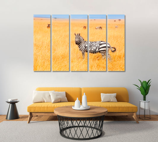 Zebra with QR Code Canvas Print ArtLexy   