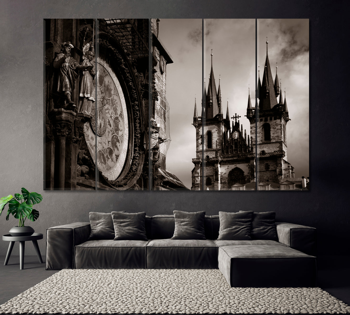 Astronomical Clock Old Town Square Prague Canvas Print ArtLexy 5 Panels 36"x24" inches 