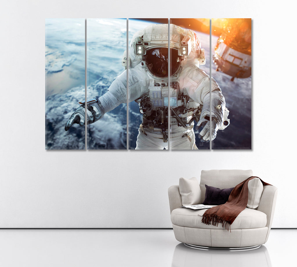 Astronaut in Outer Space Canvas Print ArtLexy 5 Panels 36"x24" inches 