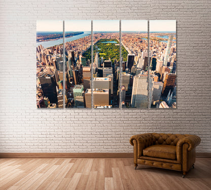 Central Park and Times Square NYC Canvas Print ArtLexy 5 Panels 36"x24" inches 