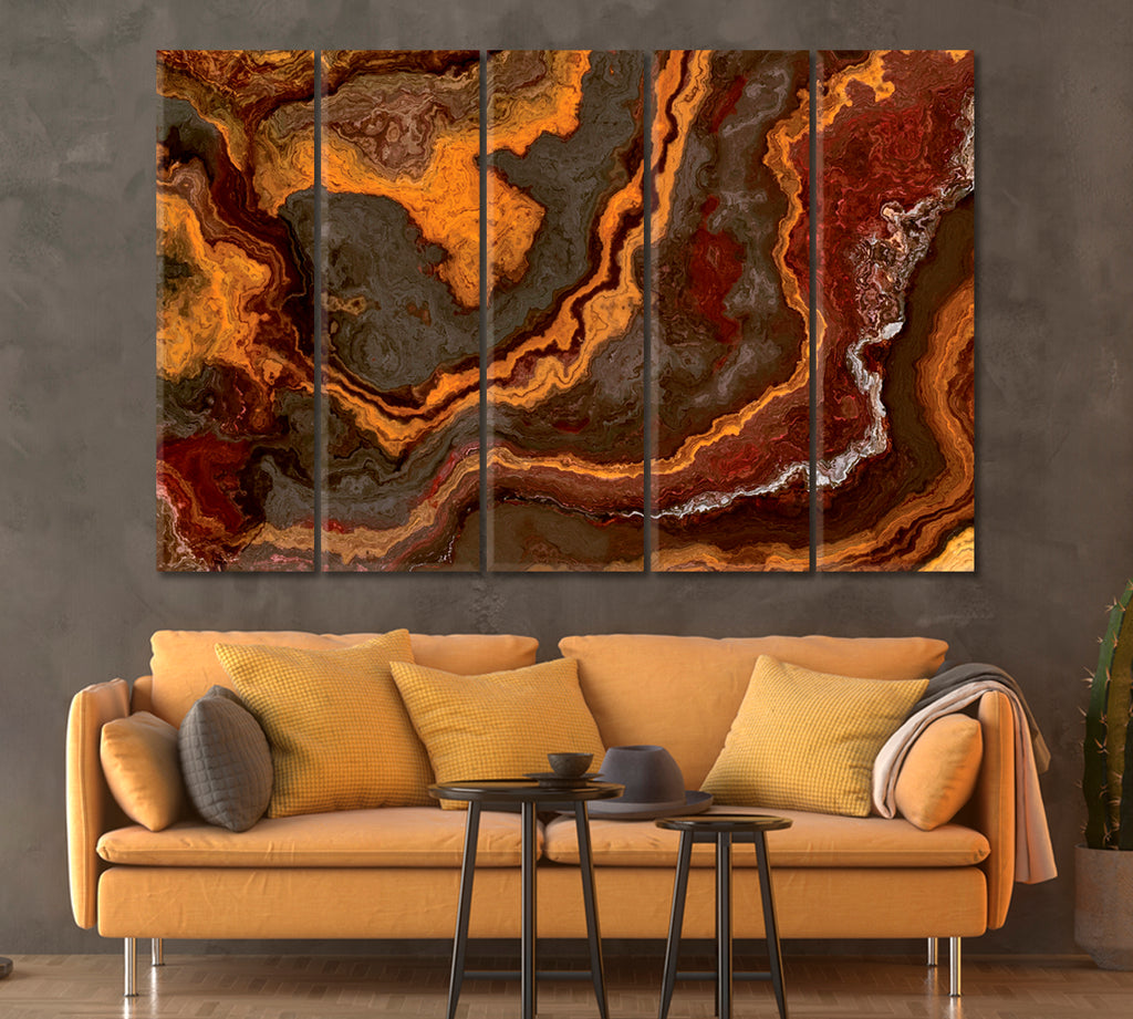 Curly Marble Pattern Canvas Print ArtLexy 5 Panels 36"x24" inches 