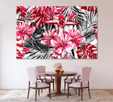 Colorful Tropical Flowers Canvas Print ArtLexy 5 Panels 36"x24" inches 
