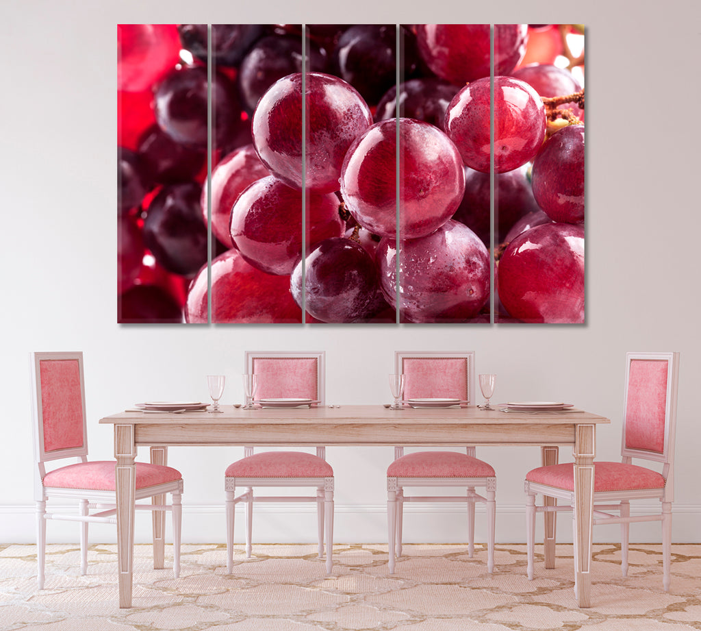 Red Grape Canvas Print ArtLexy 5 Panels 36"x24" inches 