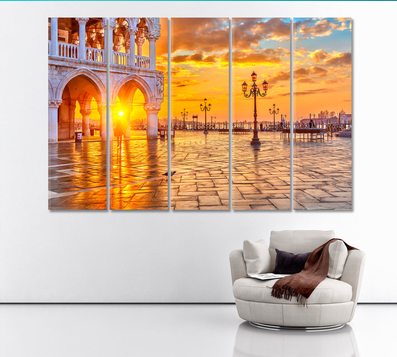 St Mark's Square Piazza San Marco Venice Italy Canvas Print ArtLexy 5 Panels 36"x24" inches 