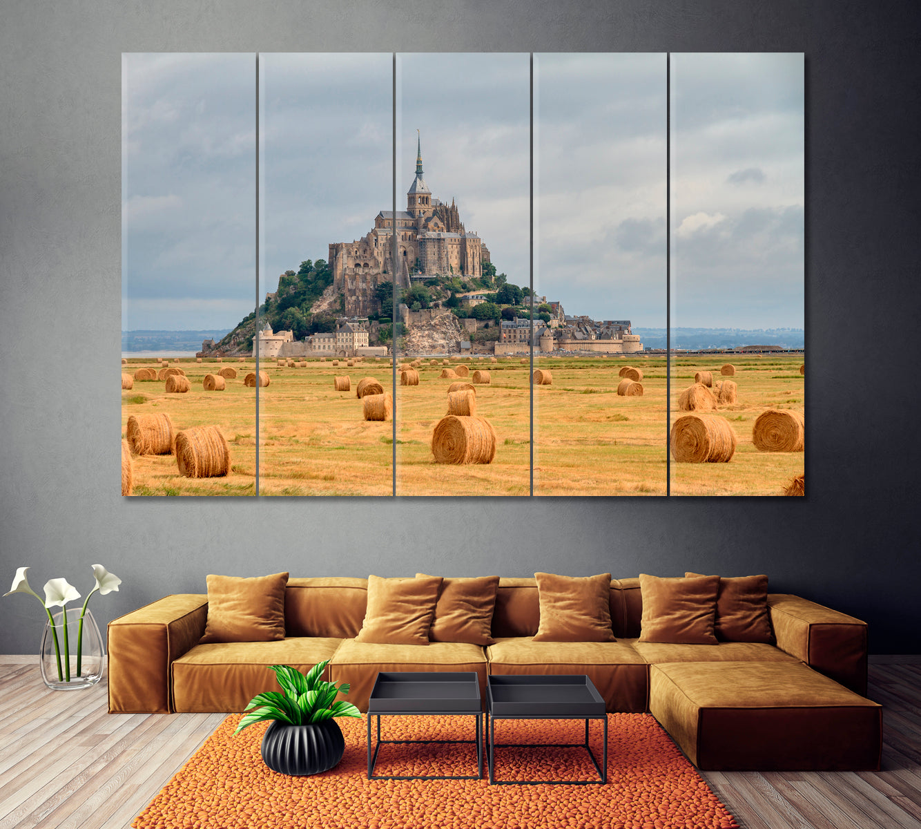 Mont Saint Michel France Canvas Print ArtLexy 5 Panels 36"x24" inches 
