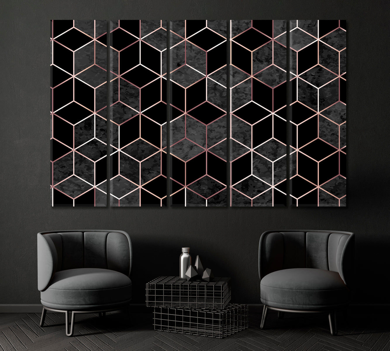 Abstract Geometric Polygonal Pattern Canvas Print ArtLexy 5 Panels 36"x24" inches 