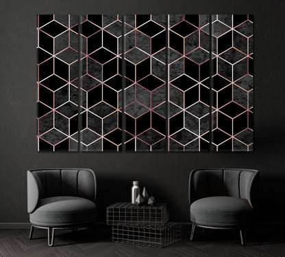 Abstract Geometric Polygonal Pattern Canvas Print ArtLexy 5 Panels 36"x24" inches 