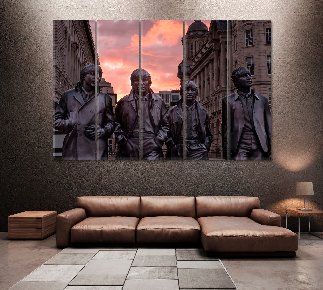 Statue of The Beatles Liverpool Canvas Print ArtLexy 5 Panels 36"x24" inches 