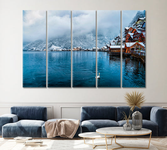 Lake Hallstatt Austria Canvas Print ArtLexy 5 Panels 36"x24" inches 