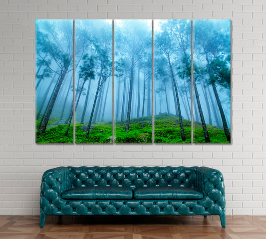 Mysterious Foggy Forest Canvas Print ArtLexy 5 Panels 36"x24" inches 