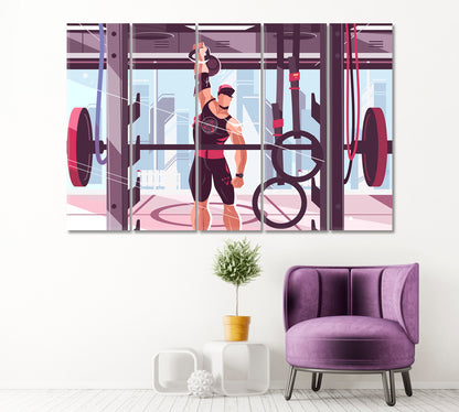 Athlete Training in Gym Canvas Print ArtLexy 5 Panels 36"x24" inches 