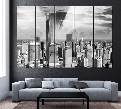 New York Financial District Canvas Print ArtLexy 5 Panels 36"x24" inches 