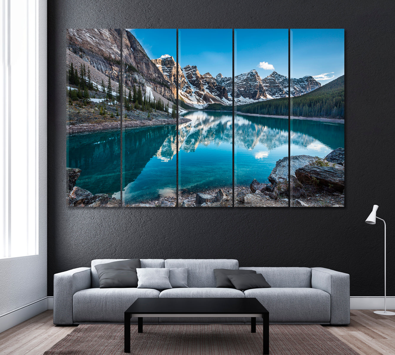 Moraine Lake in Banff National Park Canada Canvas Print ArtLexy 5 Panels 36"x24" inches 