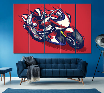 Motorcycle Race Canvas Print ArtLexy 5 Panels 36"x24" inches 