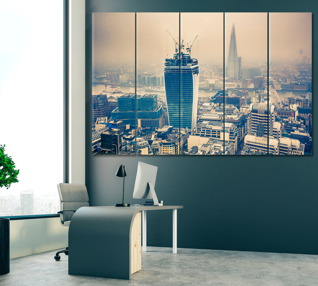 Rainy Day in London Canvas Print ArtLexy 5 Panels 36"x24" inches 