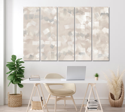 Trendy Beige Abstract Design Canvas Print ArtLexy 5 Panels 36"x24" inches 