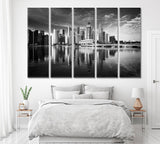 Singapore in Black and White Canvas Print ArtLexy 5 Panels 36"x24" inches 