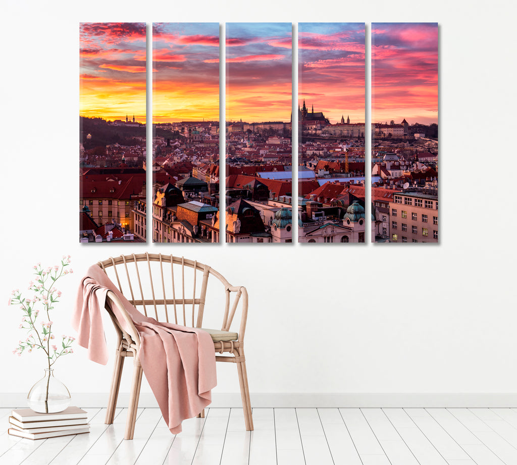 Old Town Square Prague Canvas Print ArtLexy 5 Panels 36"x24" inches 