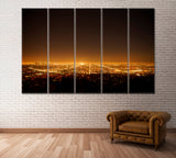 Los Angeles Downtown Skyline at Night Canvas Print ArtLexy 5 Panels 36"x24" inches 