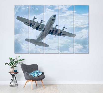Lockheed C-130 Hercules Military Transport Aircraft Canvas Print ArtLexy 5 Panels 36"x24" inches 