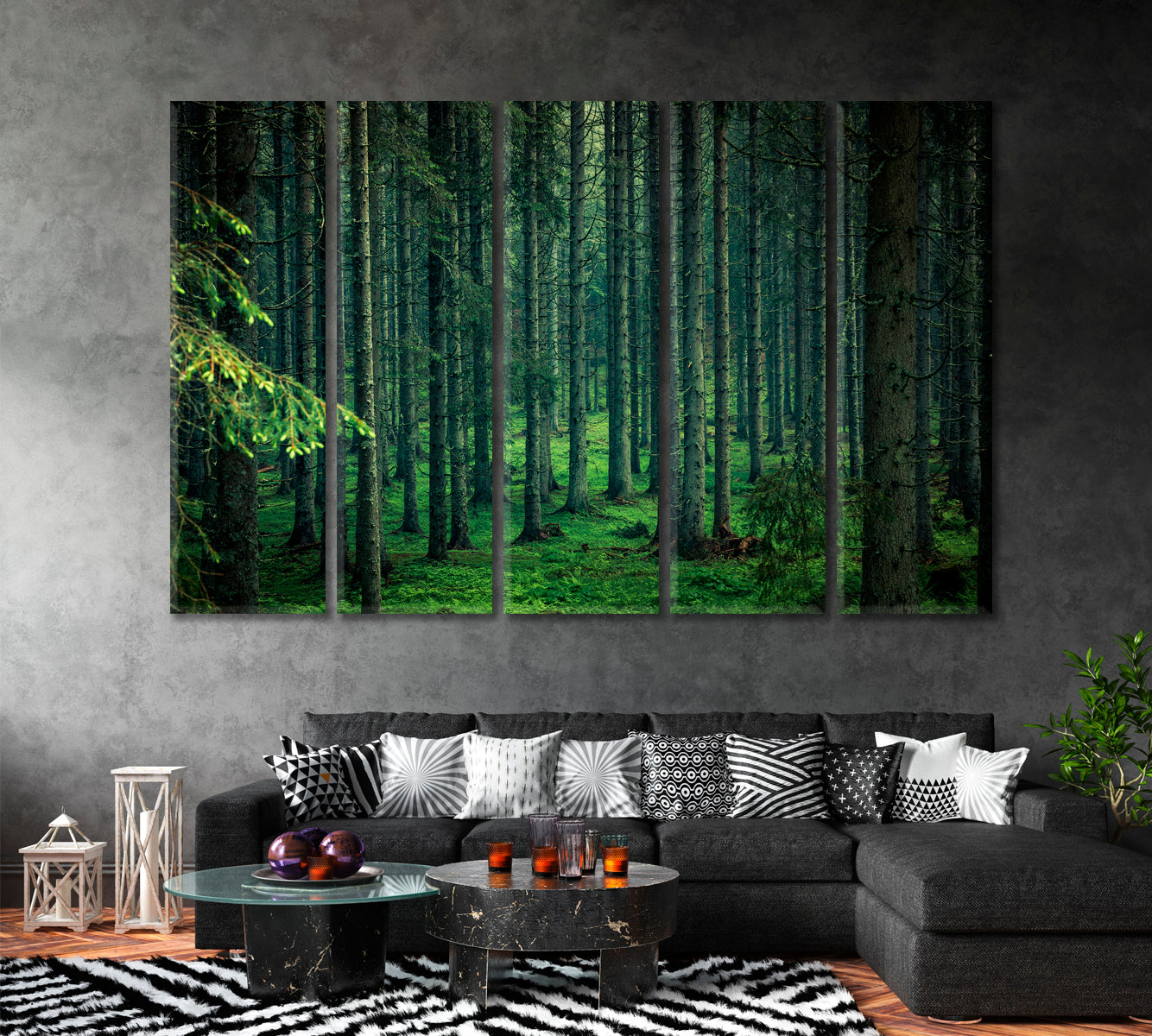 Beautiful Moody Forest in Slovenia Canvas Print ArtLexy 5 Panels 36"x24" inches 