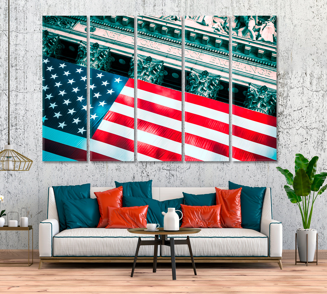New York Stock Exchange Canvas Print ArtLexy 5 Panels 36"x24" inches 