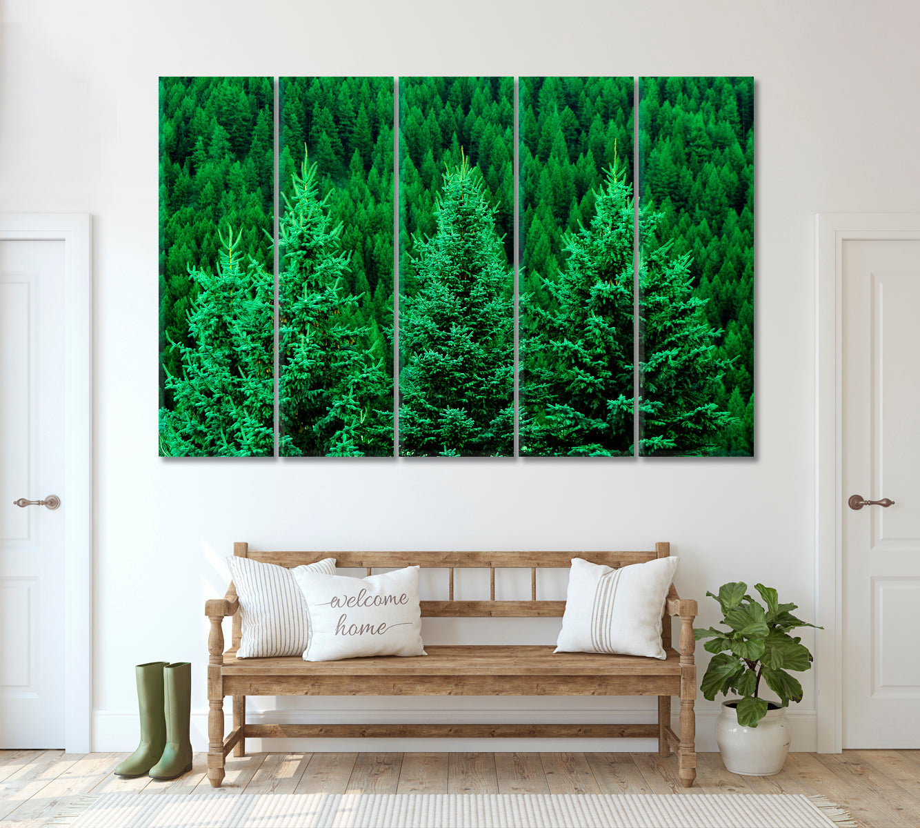 Pine Forest Canvas Print ArtLexy 5 Panels 36"x24" inches 