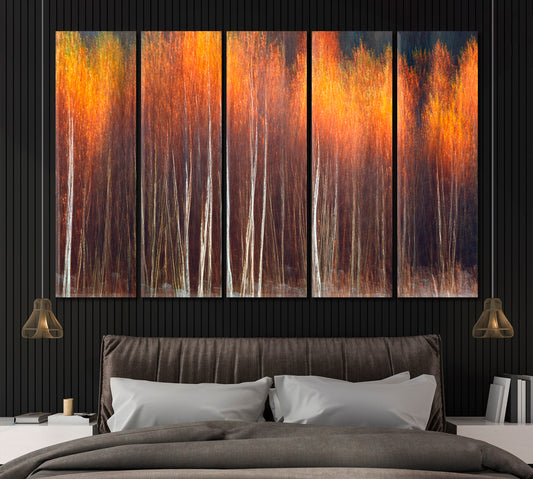 Abstract Autumn Forest Canvas Print ArtLexy 5 Panels 36"x24" inches 