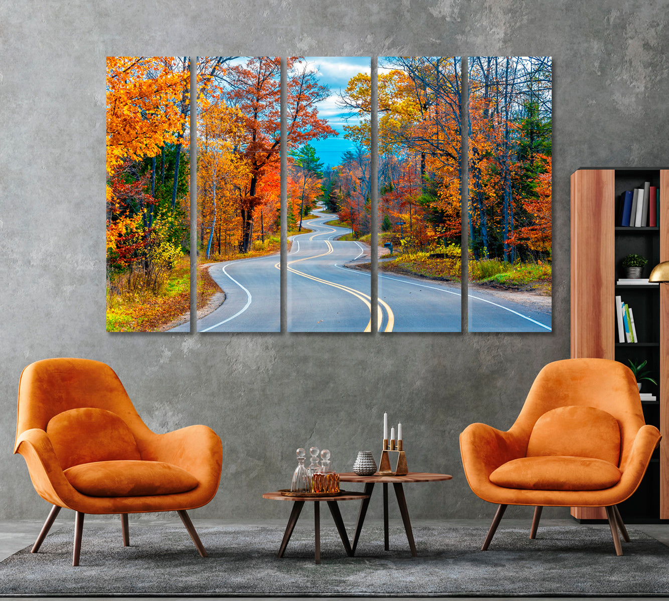 Winding Road at Autumn Forest Canvas Print ArtLexy   