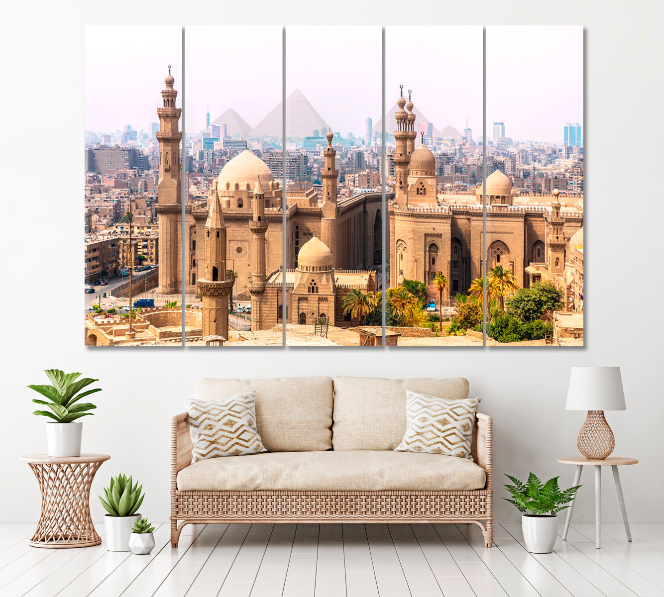 Mosque-Madrassa of Sultan Hassan Egypt Canvas Print ArtLexy 5 Panels 36"x24" inches 