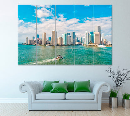 Downtown Miami Canvas Print ArtLexy 5 Panels 36"x24" inches 