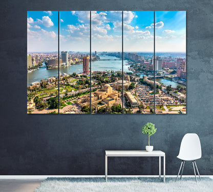 Cairo on Nile River Egypt Canvas Print ArtLexy 5 Panels 36"x24" inches 