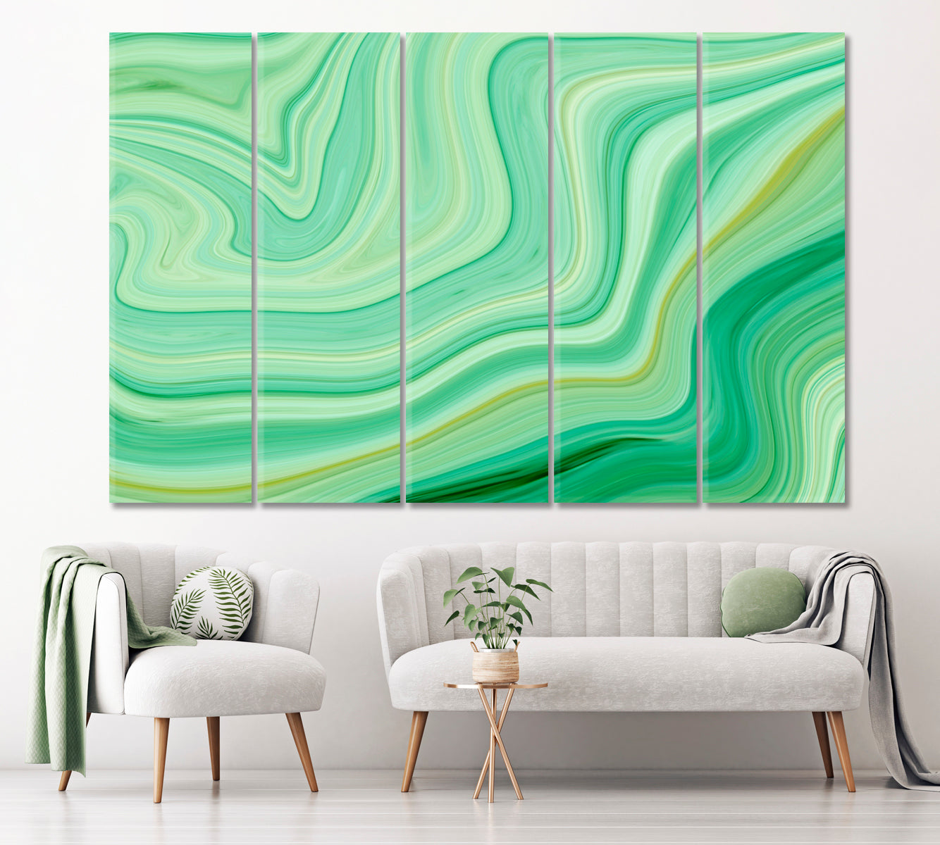 Green Marble Ink Design Canvas Print ArtLexy 5 Panels 36"x24" inches 