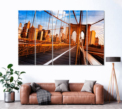 Brooklyn Bridge Canvas Print ArtLexy 5 Panels 36"x24" inches 