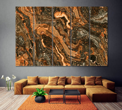 Natural Brown Marble Canvas Print ArtLexy 5 Panels 36"x24" inches 