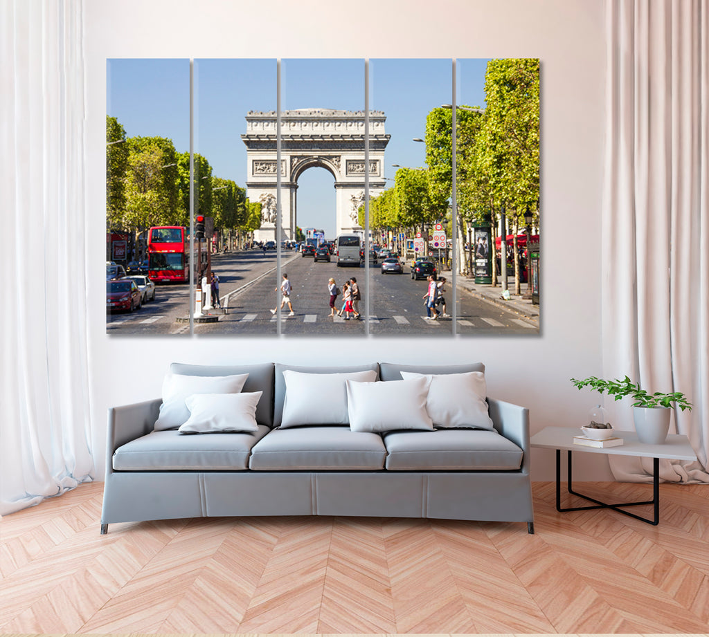 Arc de Triomphe Paris France Canvas Print ArtLexy 5 Panels 36"x24" inches 