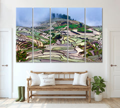 Terraced Rice Fields Yunnan China Canvas Print ArtLexy 5 Panels 36"x24" inches 