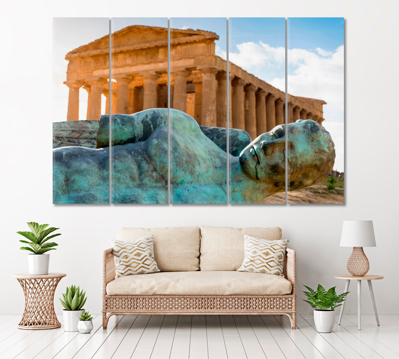 Temple of Concordia Agrigento Italy Canvas Print ArtLexy 5 Panels 36"x24" inches 