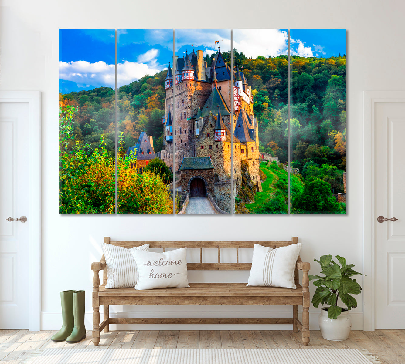 Eltz Castle Germany Canvas Print ArtLexy 5 Panels 36"x24" inches 