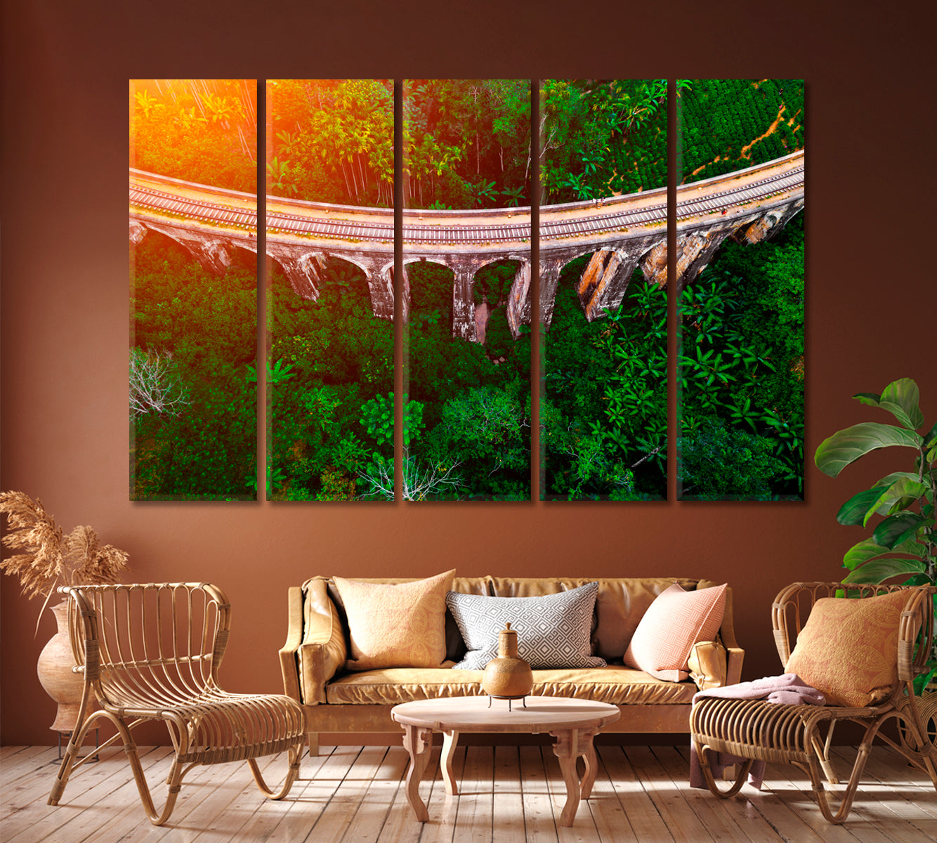 Nine Arches Bridge in Ella Sri Lanka Canvas Print ArtLexy 5 Panels 36"x24" inches 