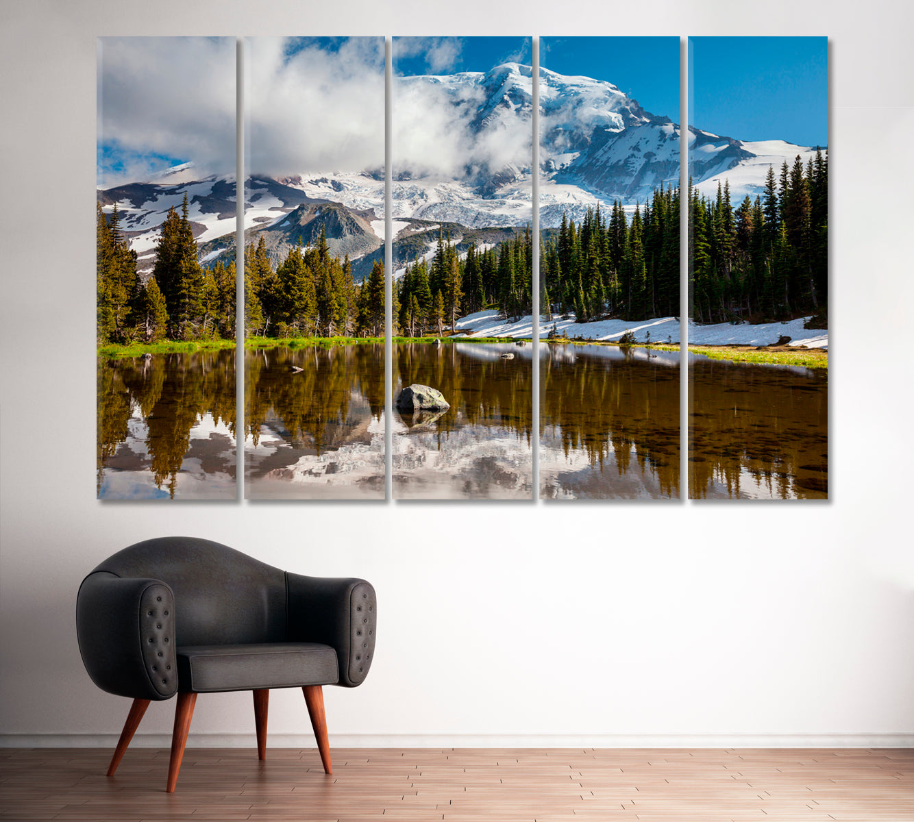 Mount Rainier National Park Washington Canvas Print ArtLexy 5 Panels 36"x24" inches 